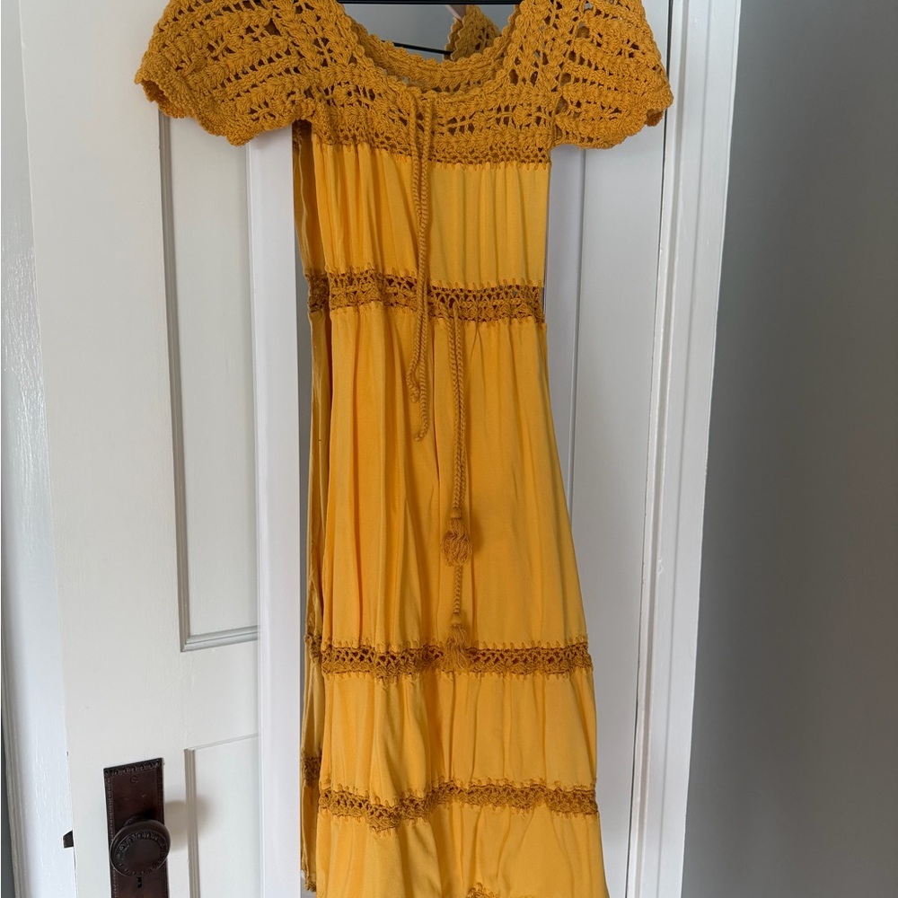 Cleobella Mustard Crochet Midi Dress